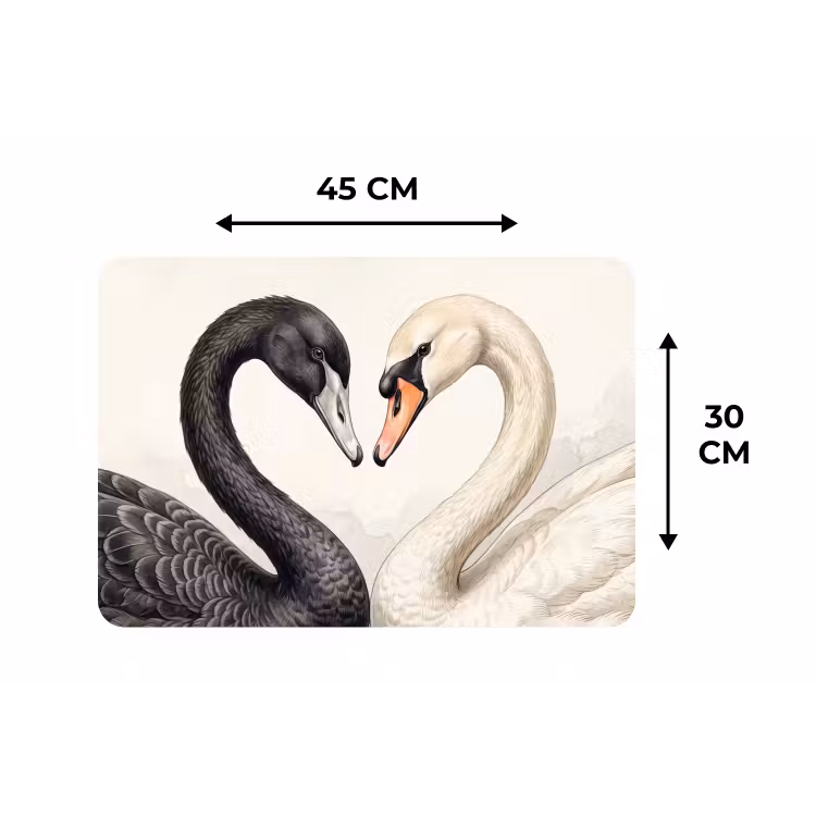 Placemat - 6 stuks - Zwanen - Hartvorm - Dieren — 3