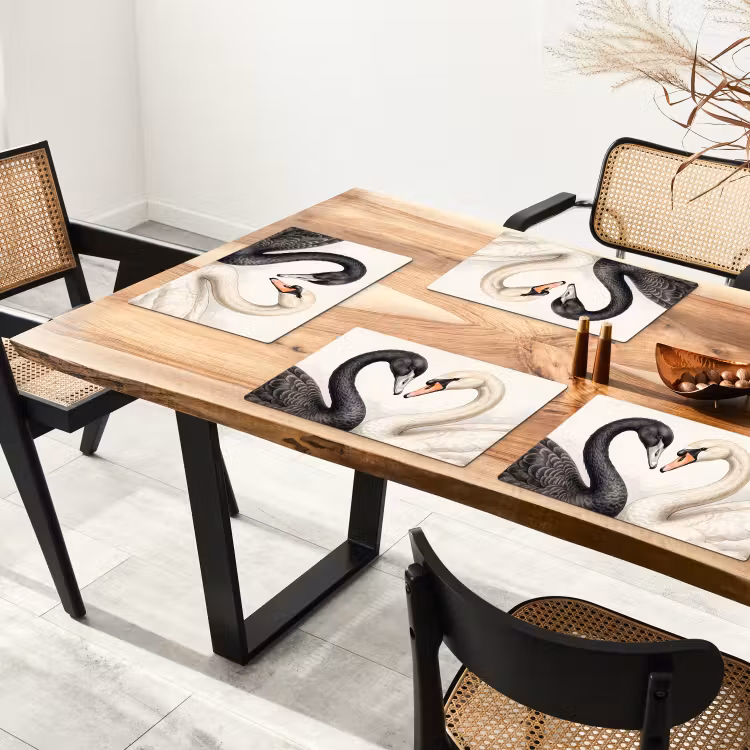 Placemat - 6 stuks - Zwanen - Hartvorm - Dieren — 5