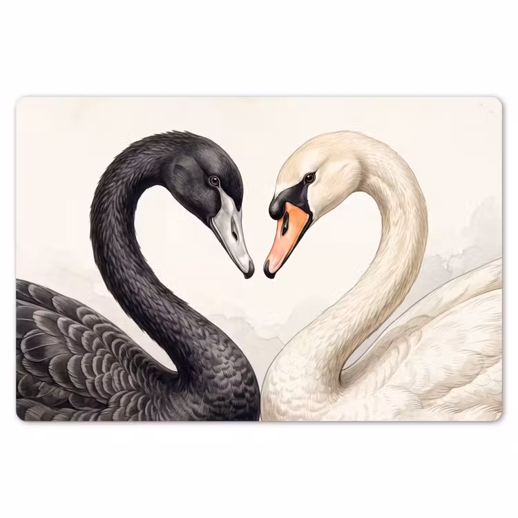 Placemat - 6 stuks - Zwanen - Hartvorm - Dieren — 7