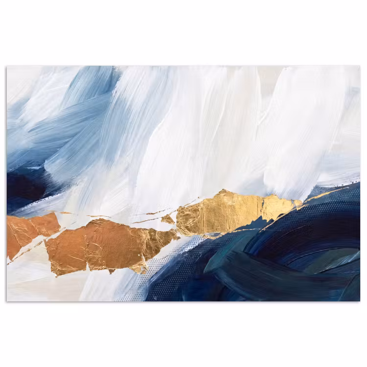 Poster - Abstract - Acryl - Blauw - Goud - Elegant — 1