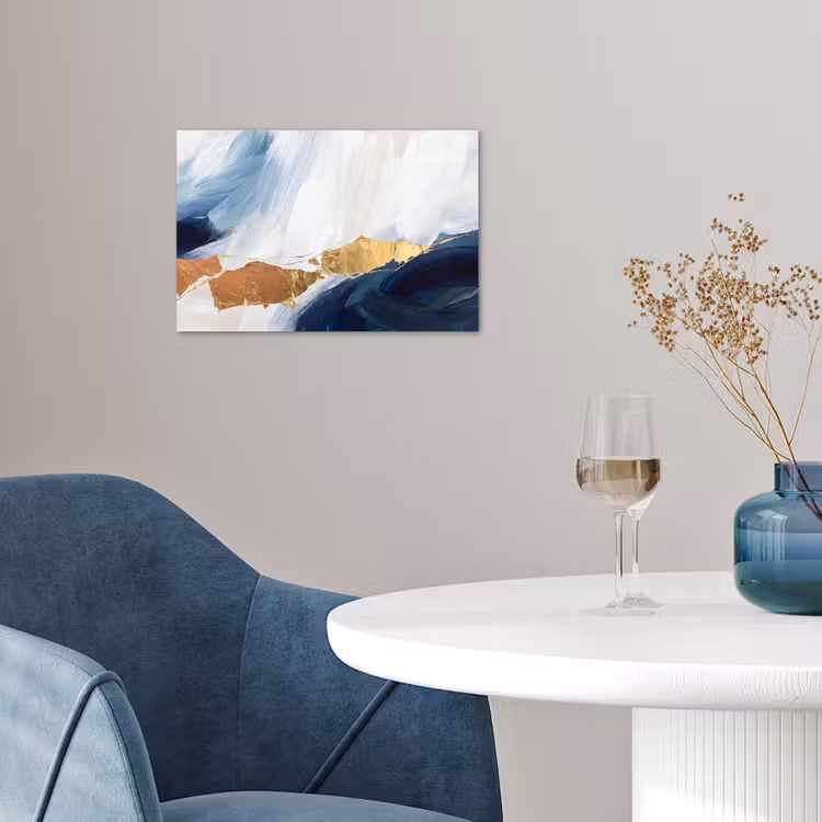 Poster - Abstract - Acryl - Blauw - Goud - Elegant — 4
