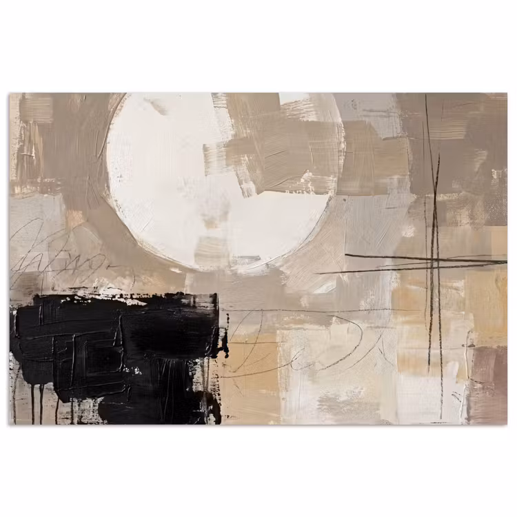 Poster - Abstract - Cirkel - Modern - Beige - Zwart - Minimalistisch — 1