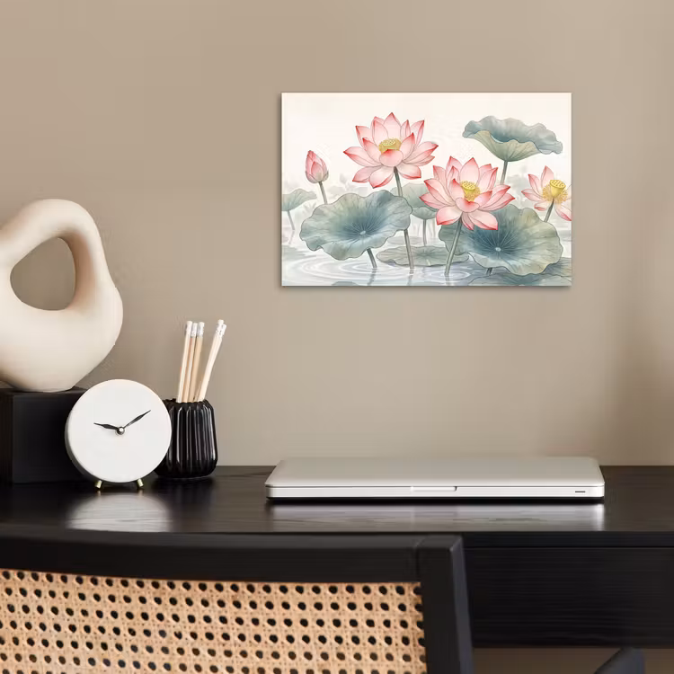 Poster - Aquarel - Lotusbloemen - Kleurrijk — 2