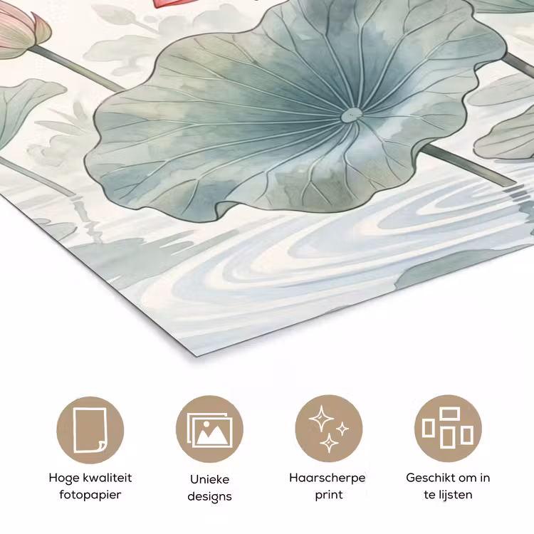 Poster - Aquarel - Lotusbloemen - Kleurrijk — 5