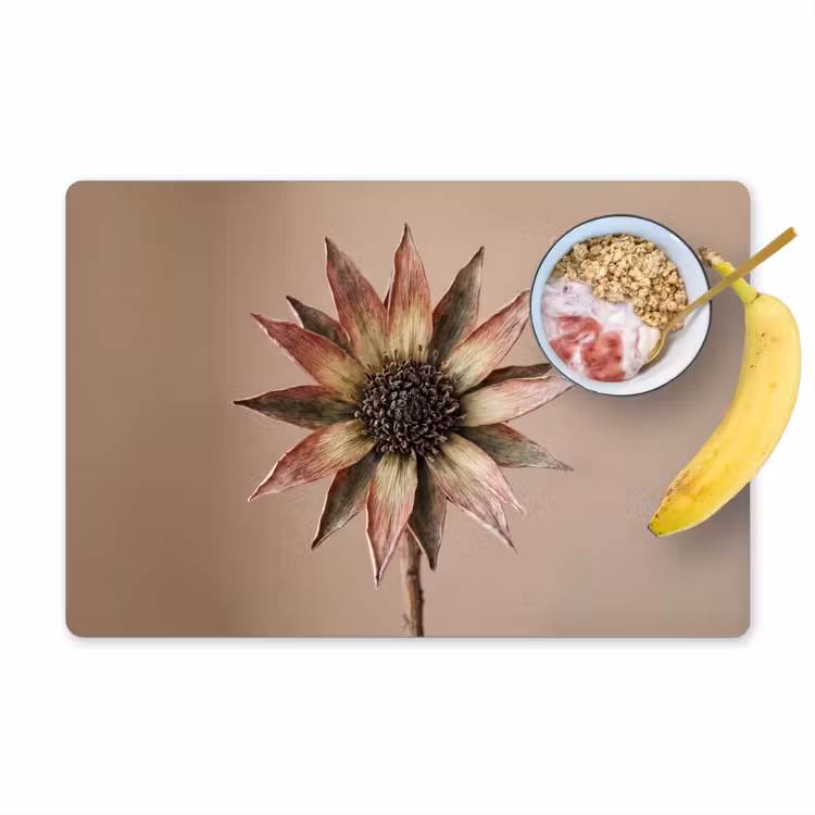 Placemat - 6 stuks - Droogbloem - Protea - Vintage - Beige - Rustiek — 1