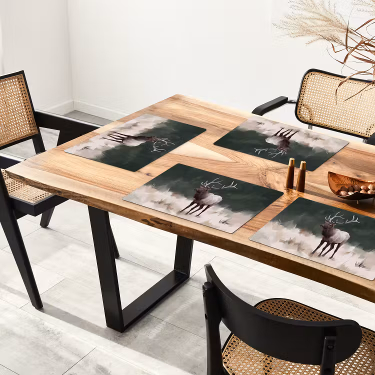 Placemat - 6 stuks - Edelhert - Gewei - Schildering - Rustiek — 5