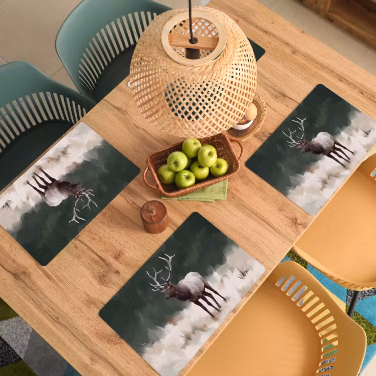 Placemat - 6 stuks - Edelhert - Gewei - Schildering - Rustiek — 6