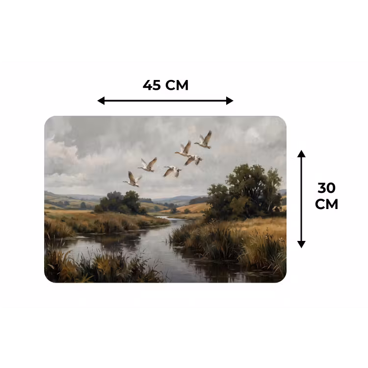 Placemat - 6 stuks - Eenden - Rivier - Landschap - Vlucht - Nostalgisch — 3