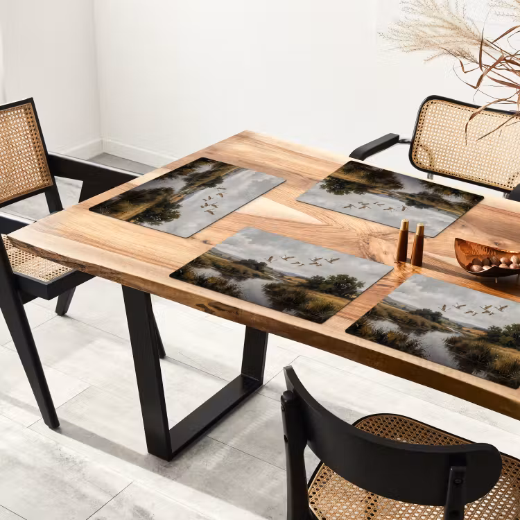 Placemat - 6 stuks - Eenden - Rivier - Landschap - Vlucht - Nostalgisch — 5