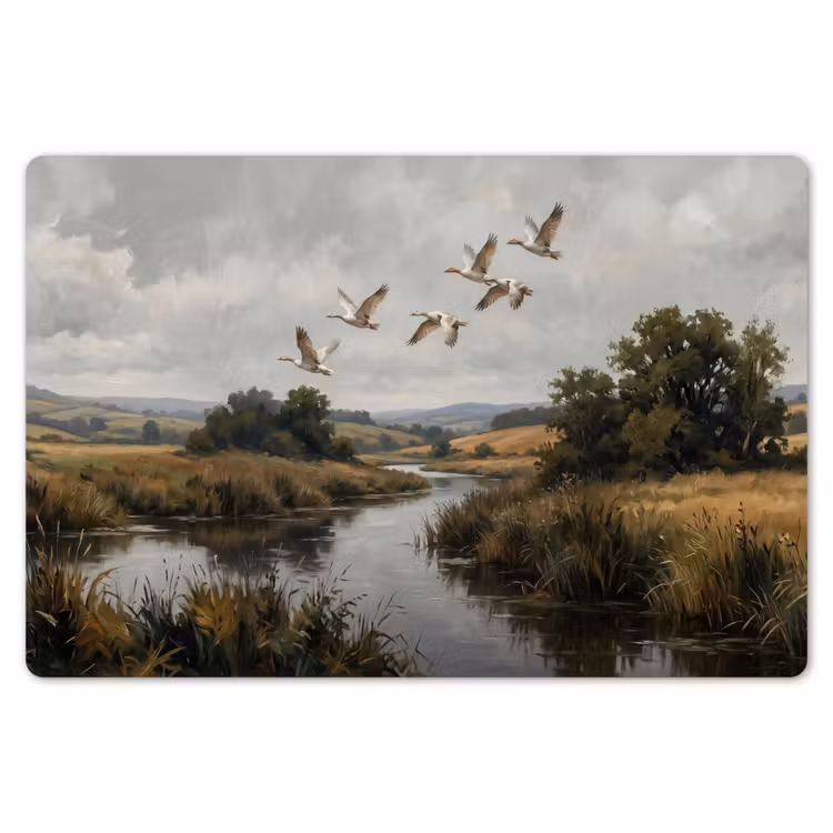 Placemat - 6 stuks - Eenden - Rivier - Landschap - Vlucht - Nostalgisch — 7
