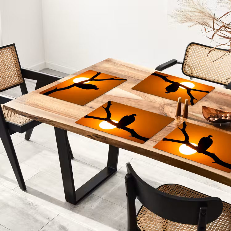 Placemat - 6 stuks - Gier - Tak - Zon - Oranje — 5