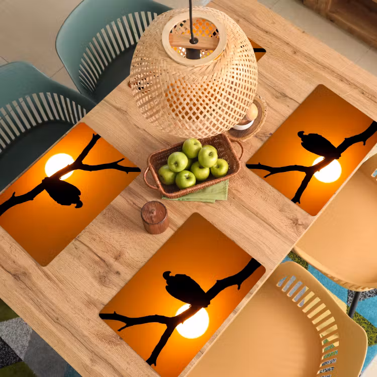 Placemat - 6 stuks - Gier - Tak - Zon - Oranje — 6