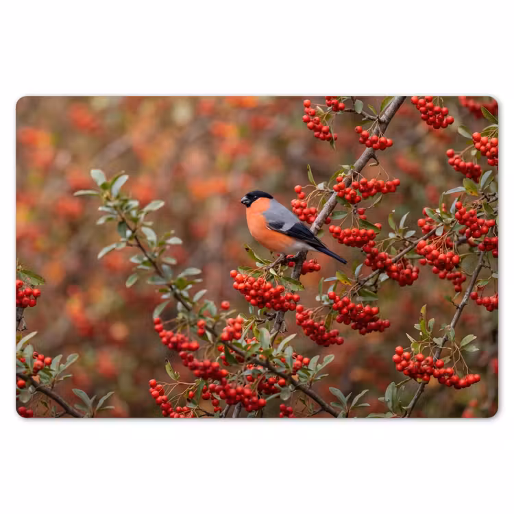 Placemat - 6 stuks - Goudvink - Bessen - Herfst - Natuur - Kleurrijk — 7