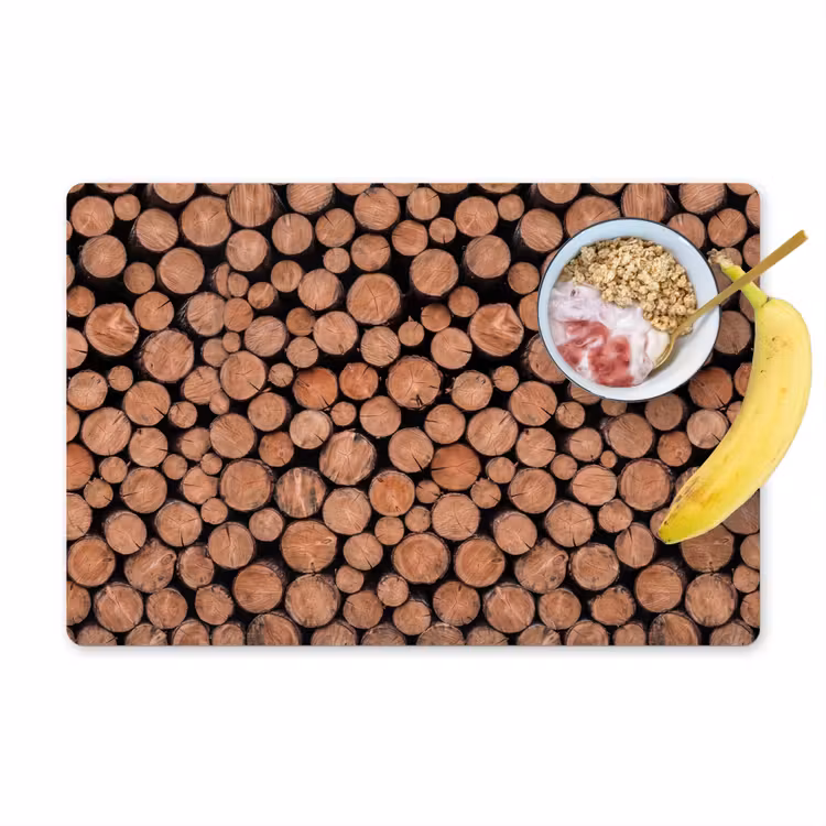 Placemat - 6 stuks - Houtblokken - Textuur - Patroon - Bruin - Rustiek — 1