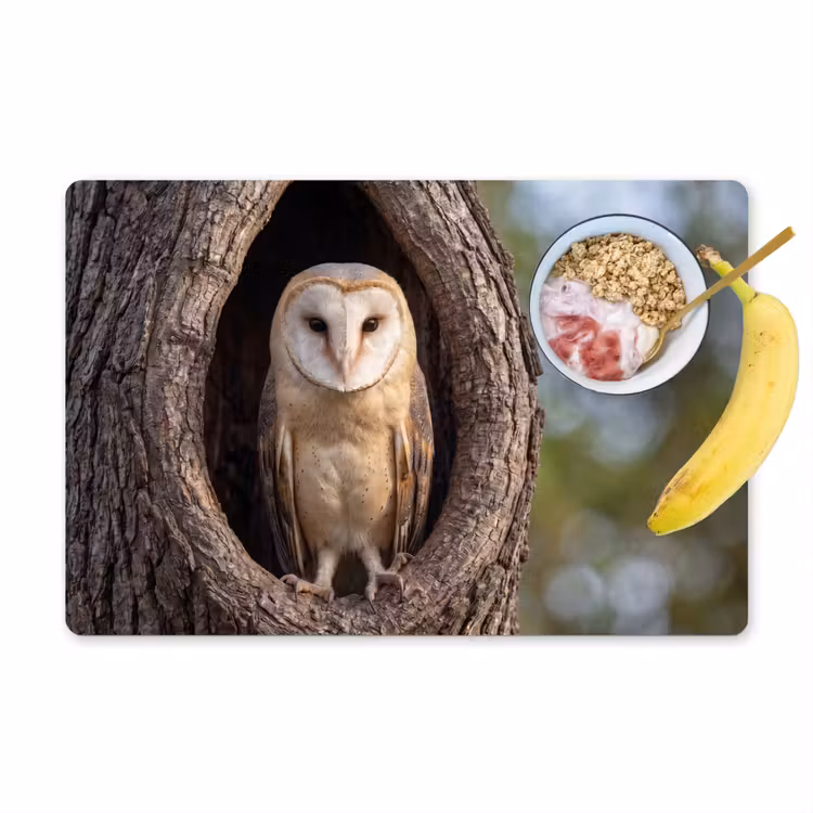 Placemat - 6 stuks - Kerkuil - Boom - Natuur - Bruin — 1