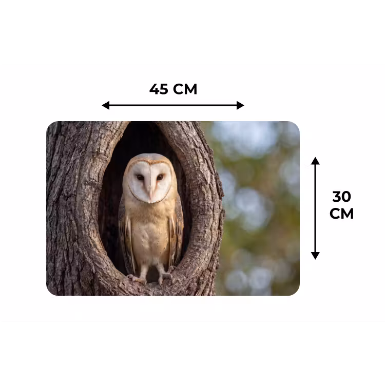 Placemat - 6 stuks - Kerkuil - Boom - Natuur - Bruin — 3