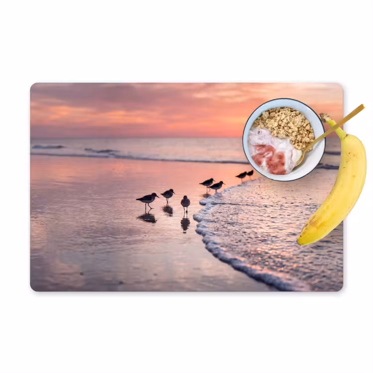 Placemat - 6 stuks - Meeuwen - Strand - Zee - Roze — 1