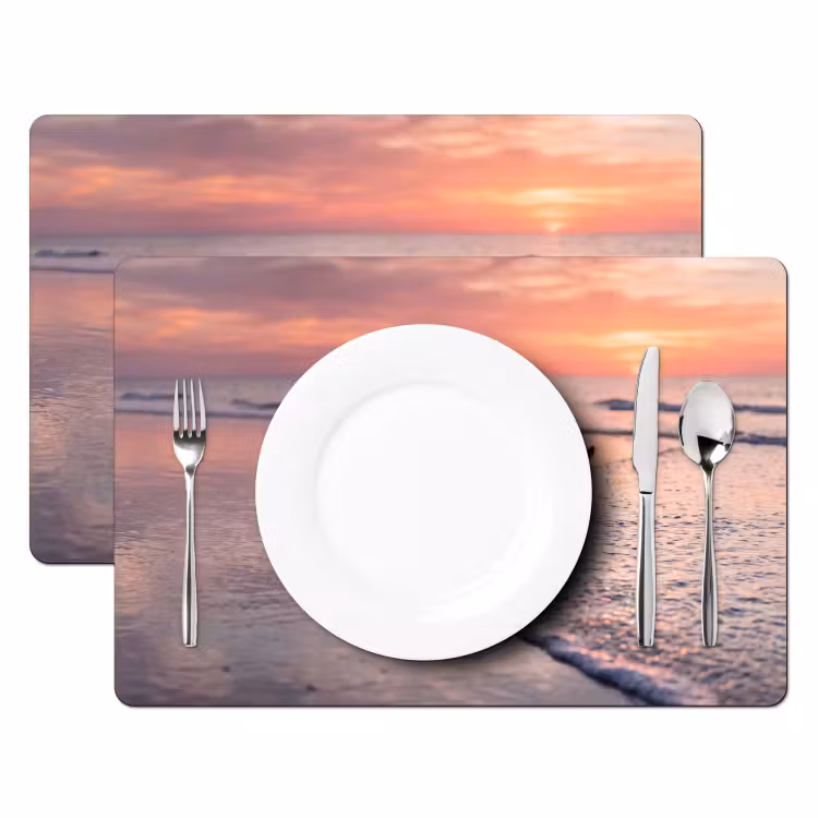 Placemat - 6 stuks - Meeuwen - Strand - Zee - Roze — 2