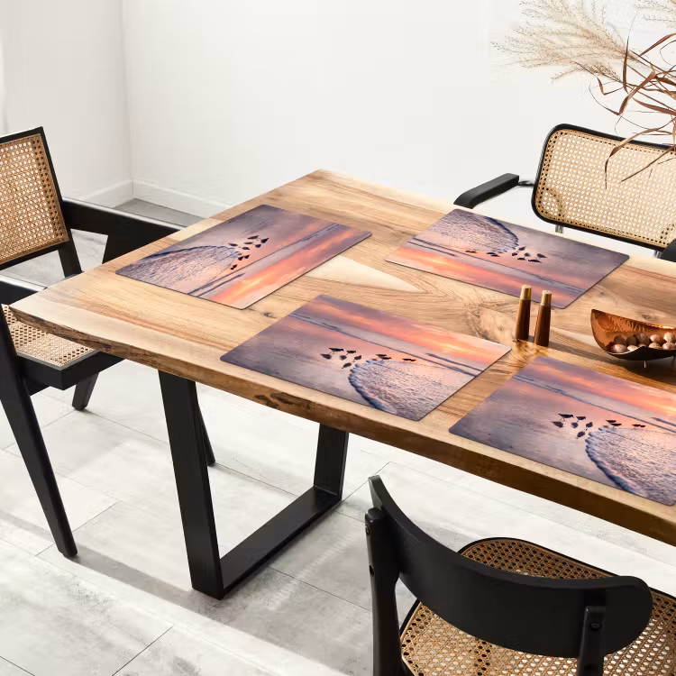 Placemat - 6 stuks - Meeuwen - Strand - Zee - Roze — 5