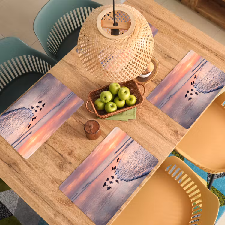 Placemat - 6 stuks - Meeuwen - Strand - Zee - Roze — 6