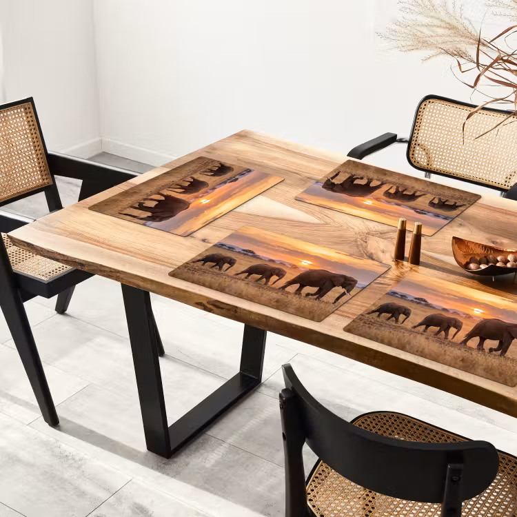 Placemat - 6 stuks - Olifanten - Savanne - Zonsondergang - Afrika - Warm — 5