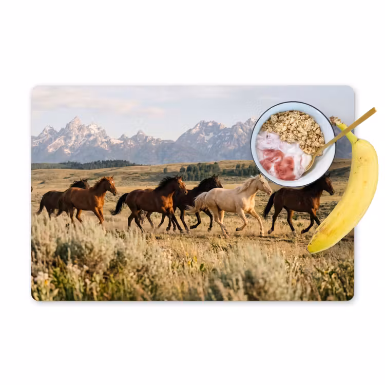 Placemat - 6 stuks - Paarden - Kudde - Bergen - Vrijheid - Wild — 1