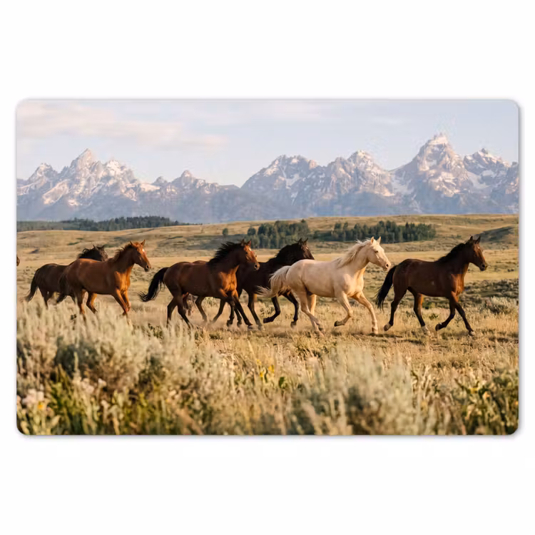 Placemat - 6 stuks - Paarden - Kudde - Bergen - Vrijheid - Wild — 7