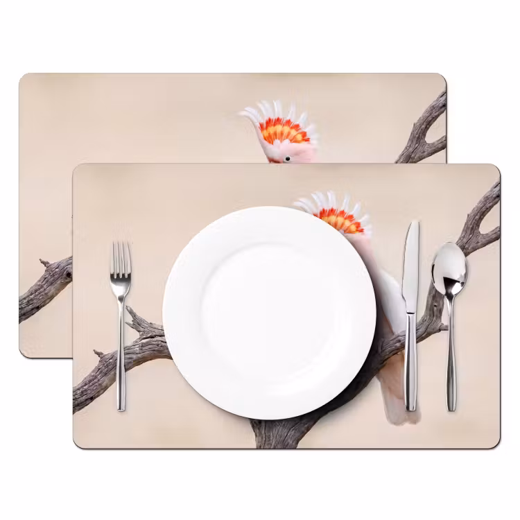 Placemat - 6 stuks - Papagaai - Tak - Roze — 2