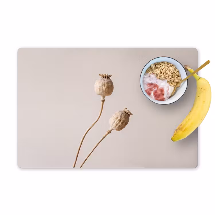 Placemat - 6 stuks - Papaverbollen - Droogbloemen - Minimalistisch - Beige - Rustig — 1