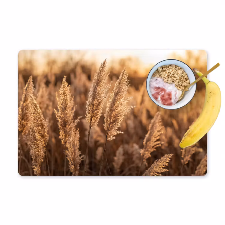 Placemat - 6 stuks - Rietpluimen - Gras - Zonsondergang - Goud - Serene — 1