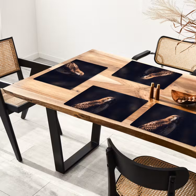 Placemat - 6 stuks - Roofvogel - Buizerd - Bruin — 5