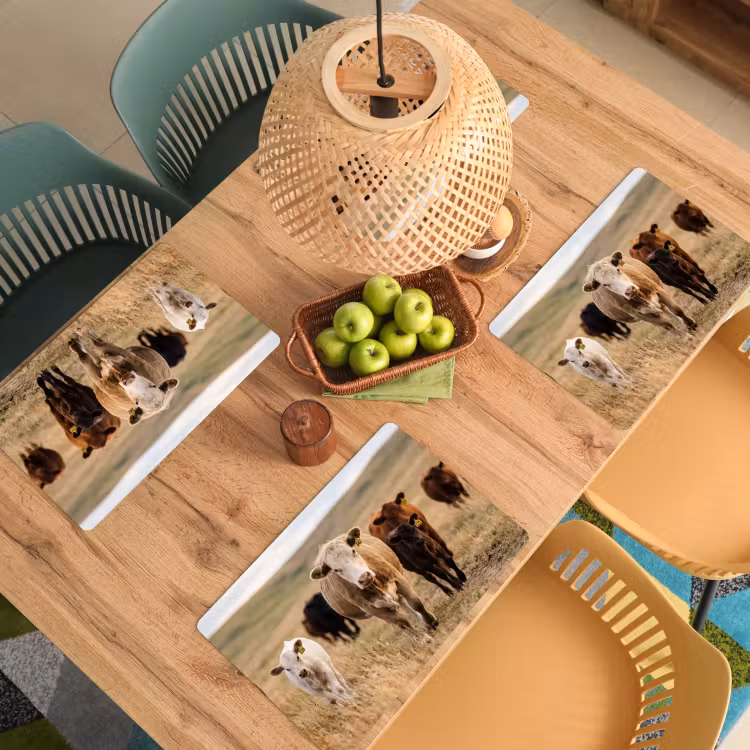Placemat - 6 stuks - Runderen - Kudde - Landschap - Weide - Rustig — 6