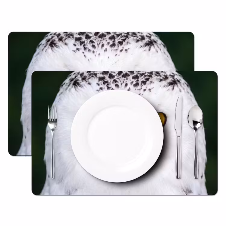 Placemat - 6 stuks - Sneeuwuil - Portret - Geel — 2