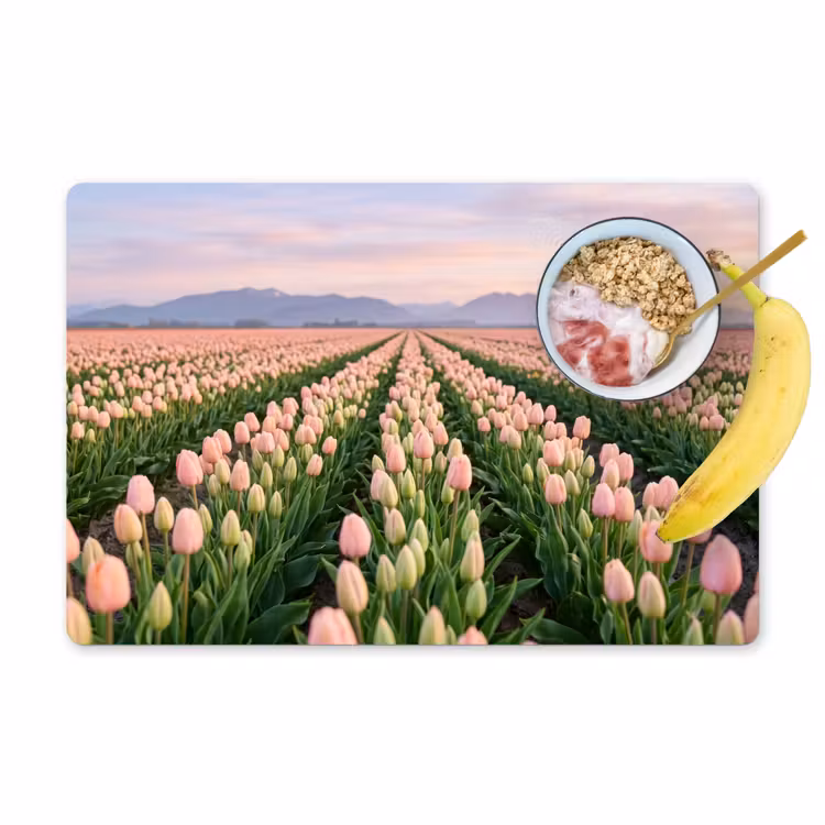 Placemat - 6 stuks - Tulpen - Landschap - Roze — 1
