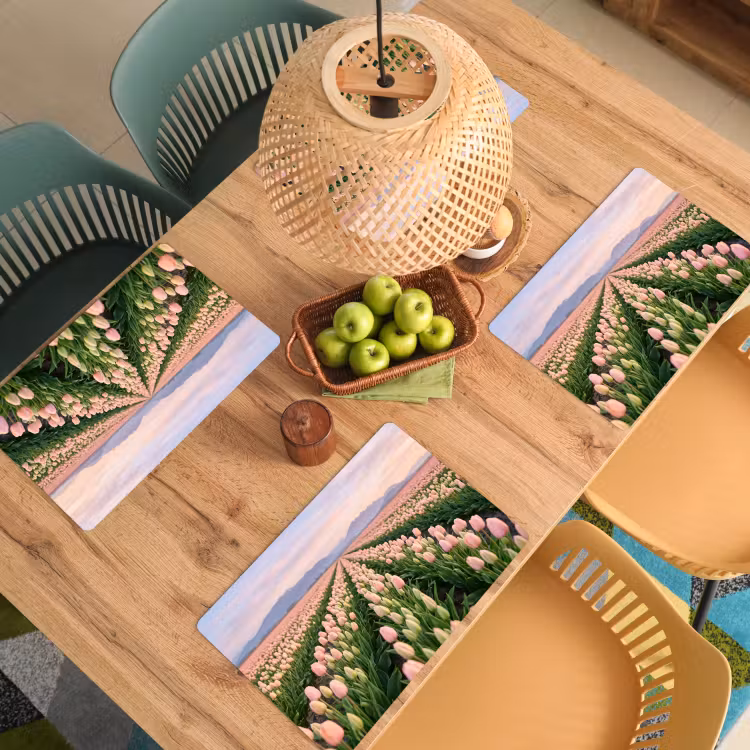 Placemat - 6 stuks - Tulpen - Landschap - Roze — 6