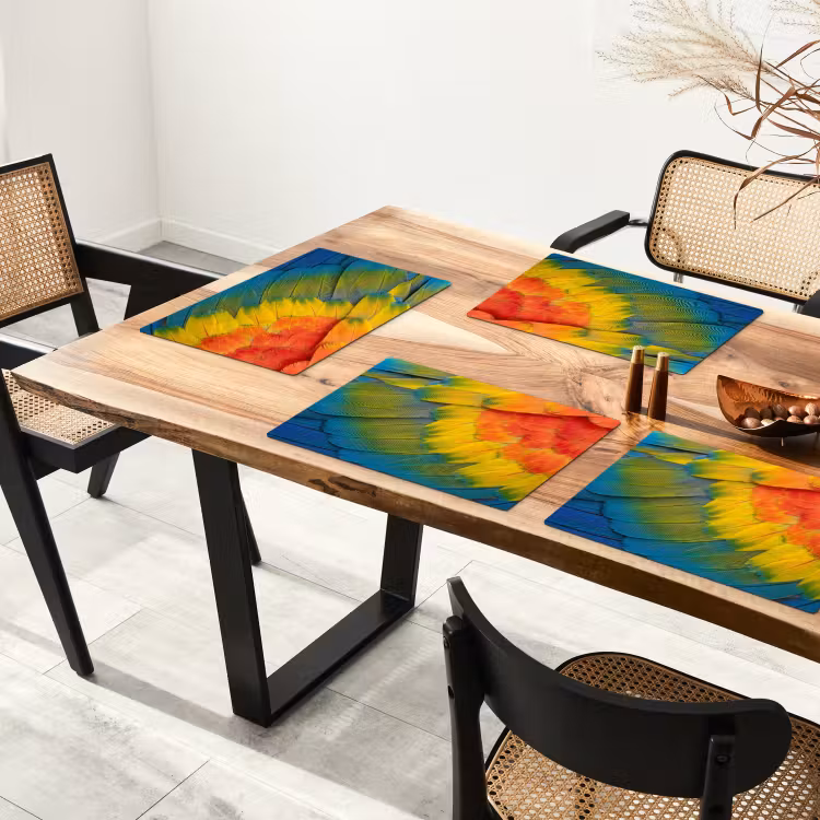 Placemat - 6 stuks - Veren - Ara - Kleurrijk — 5