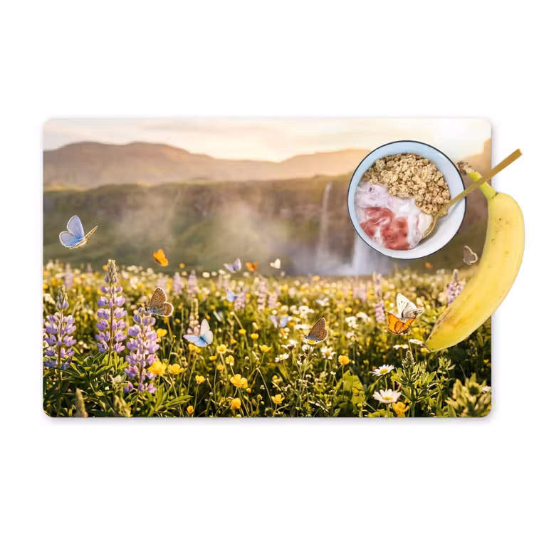 Placemat - 6 stuks - Vlinders - Waterval - Bloemenveld — 1