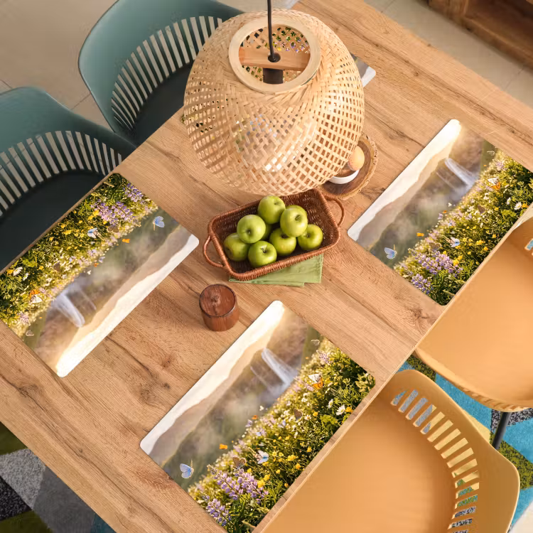 Placemat - 6 stuks - Vlinders - Waterval - Bloemenveld — 6