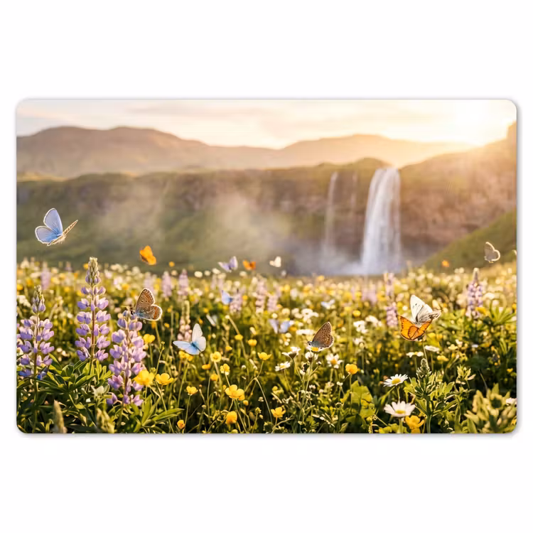 Placemat - 6 stuks - Vlinders - Waterval - Bloemenveld — 7