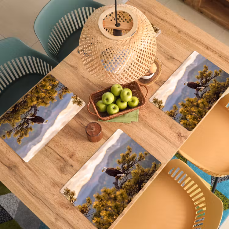 Placemat - 6 stuks - Zeearend - Boom - Bergen - Groen — 6