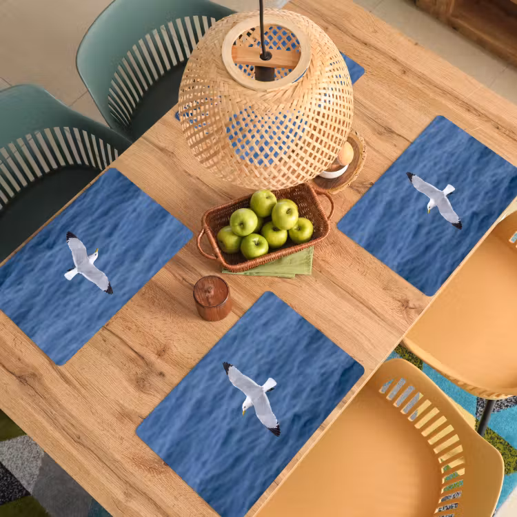 Placemat - 6 stuks - Zeemeeuw - Oceaan - Blauw — 6