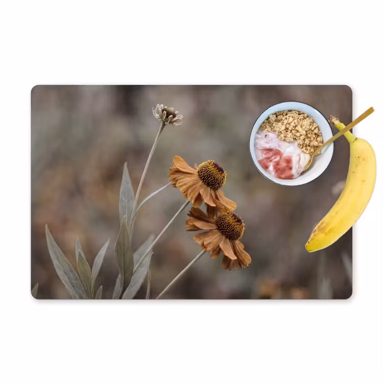 Placemat - 6 stuks - Zonnehoed - Droogbloemen - Geel - Warm — 1