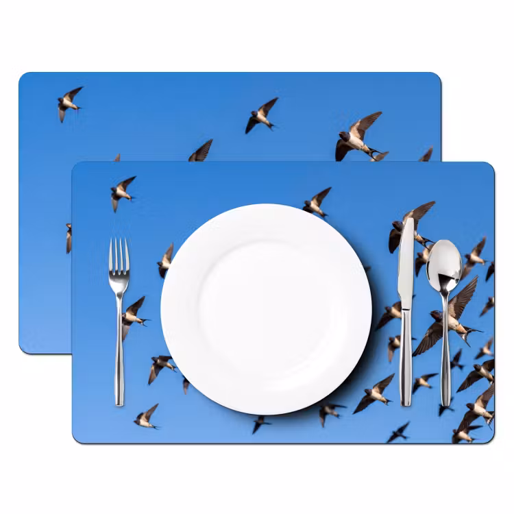 Placemat - 6 stuks - Zwaluwen - Vliegen - Blauw — 2