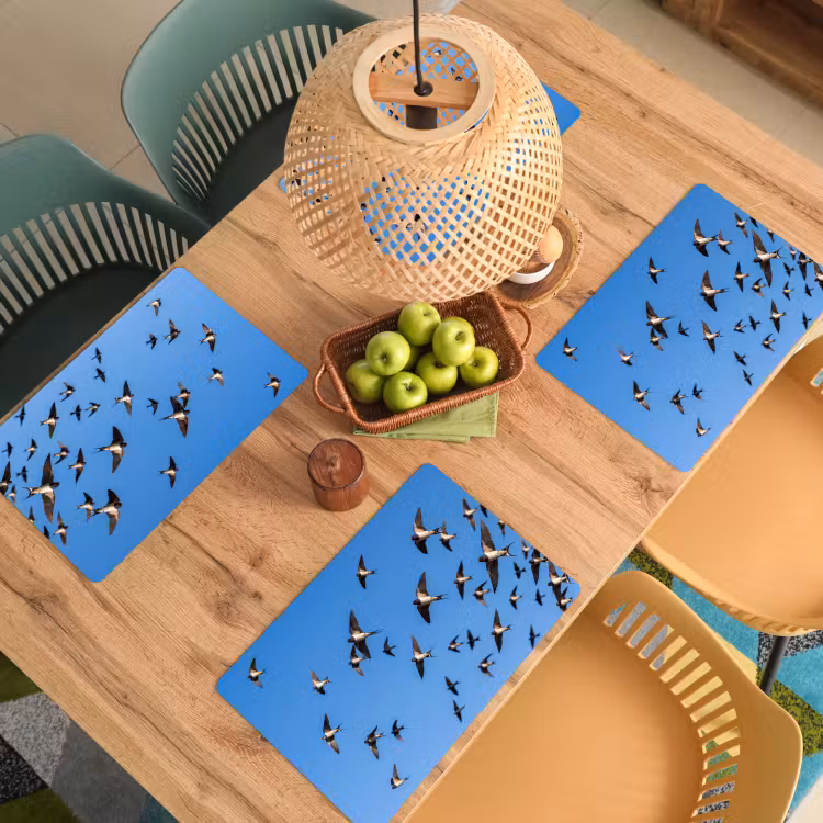 Placemat - 6 stuks - Zwaluwen - Vliegen - Blauw — 6