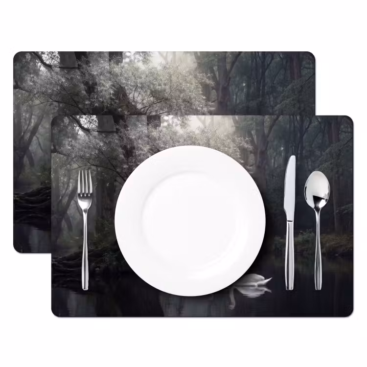 Placemat - 6 stuks - Zwanen - Rivier - Bos — 2