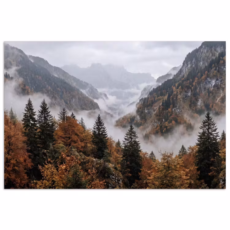 Poster - Bergen - Vallei - Mist - Herfst - Natuur — 1