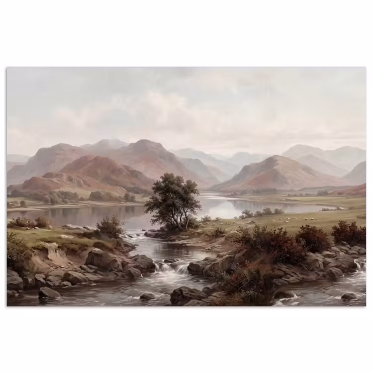 Poster - Berglandschap - Meer - Bergen - Vallei - Klassiek — 1