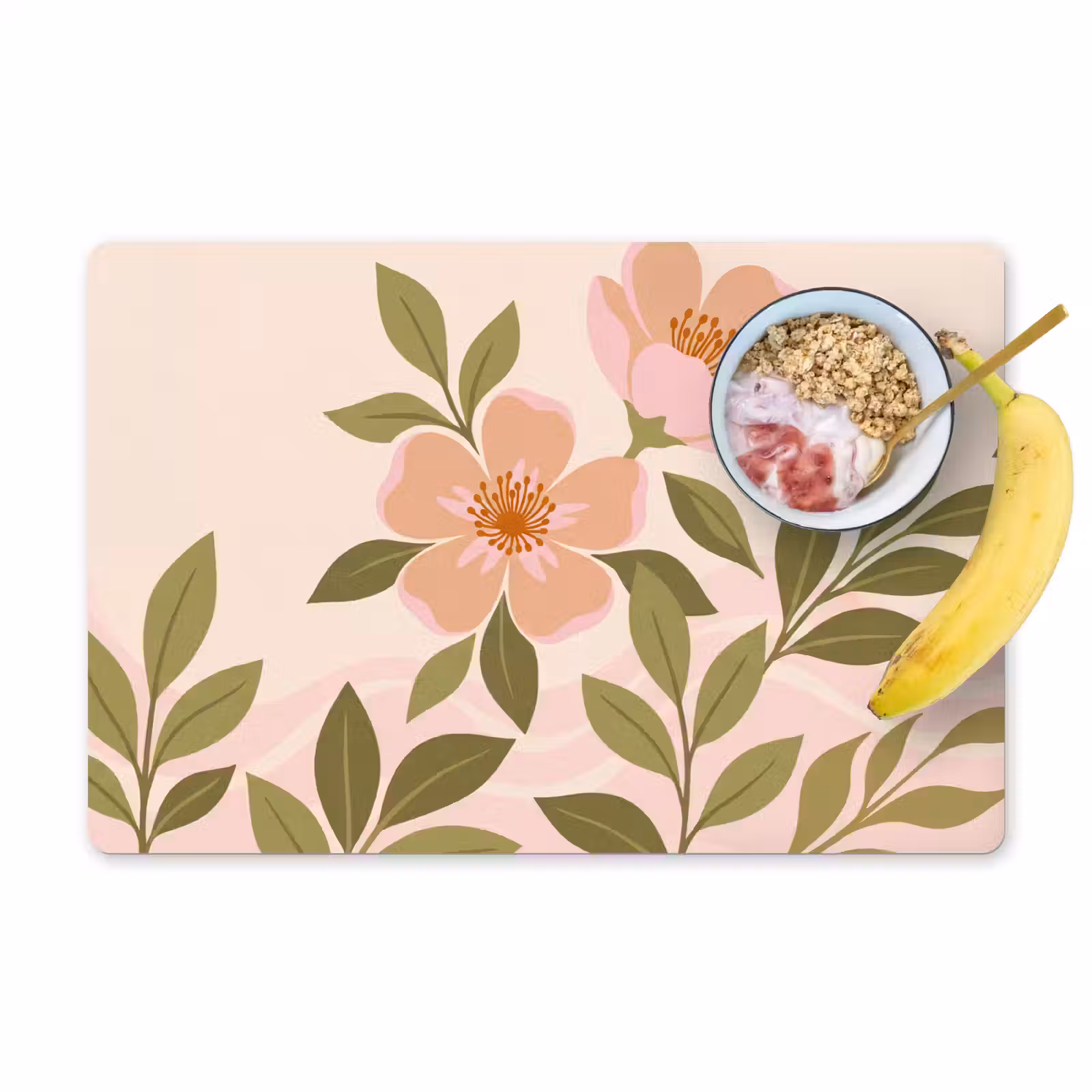 Placemat - 6 stuks - Grafisch - Bloemen - Roze — 1