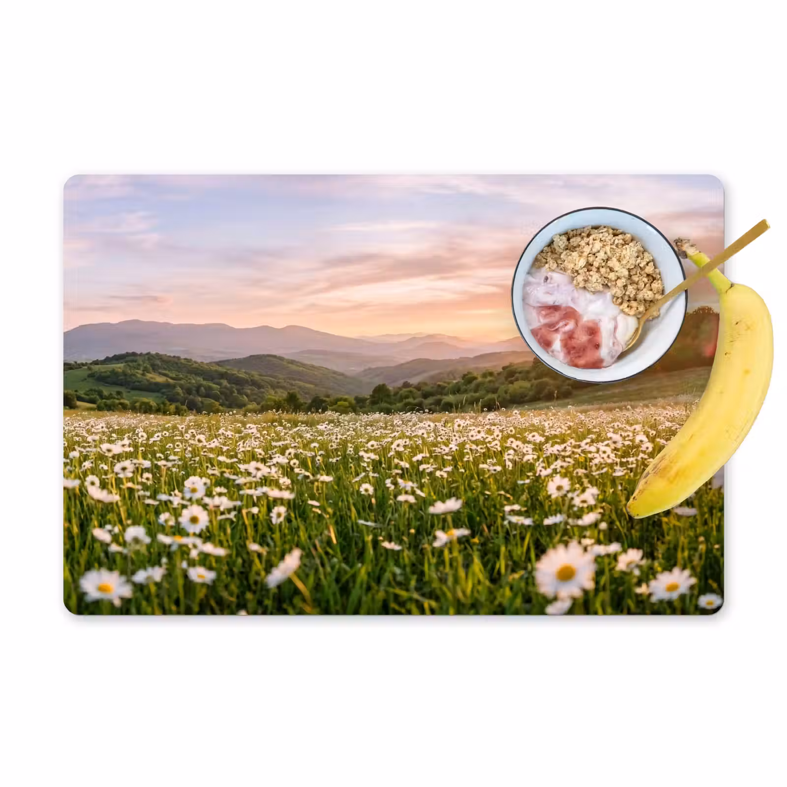 Placemat - 6 stuks - Madelief - Veld - Heuvels - Groen — 1