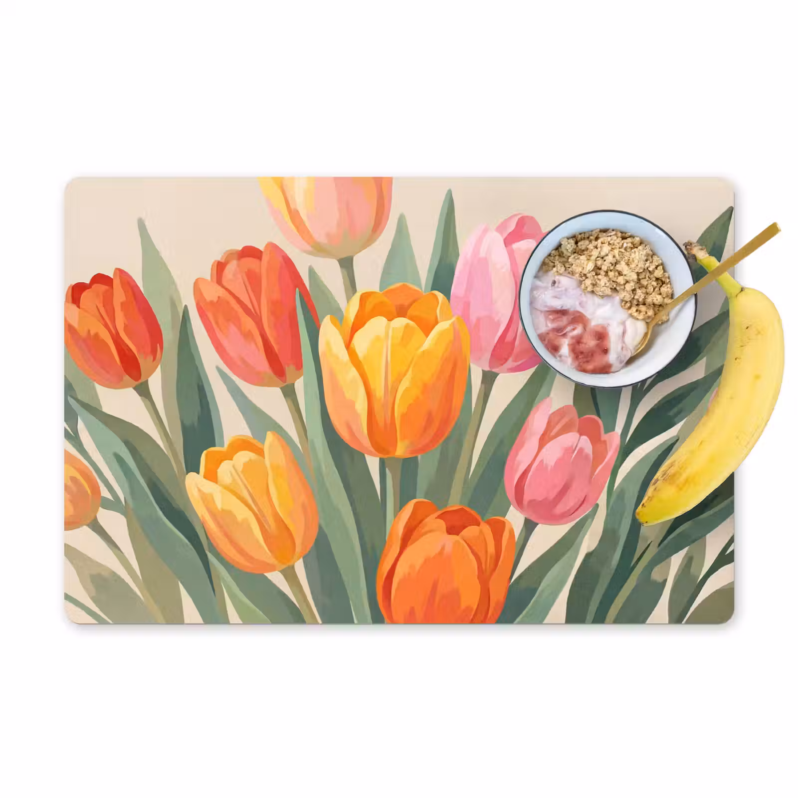 Placemat - 6 stuks - Tulpen - Abstract - Kleurrijk — 1